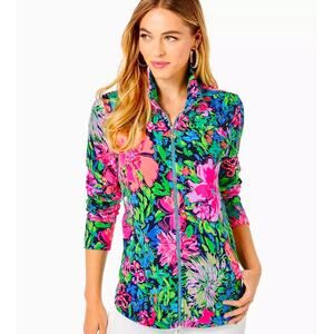 Lily Pulitzer Leona Full zip jacket Multi Festive Fantasy SZ Sm Golf Preppy UPF